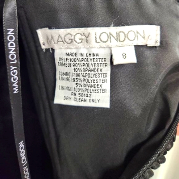 Maggy London little black dress with illusion neckline (Size 8) - Picture 7 of 7
